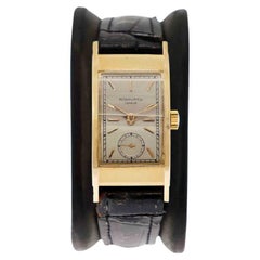Patek Philippe 18 Karat Yellow Gold Art Deco Watch with Original Box and Strap 