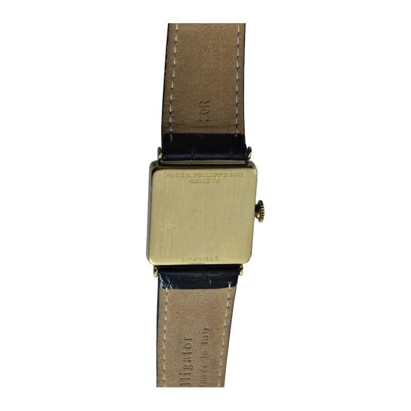 Patek Philippe 18 Karat Yellow Gold Art Deco Wristwatch with Silver Enamel Dial 6