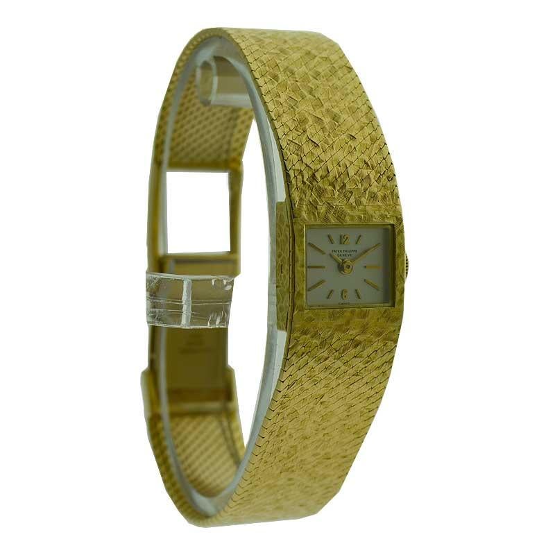 Art Deco Patek Philippe 18 Karat Gold Bracelet Watch circa 1970s with Original Dial