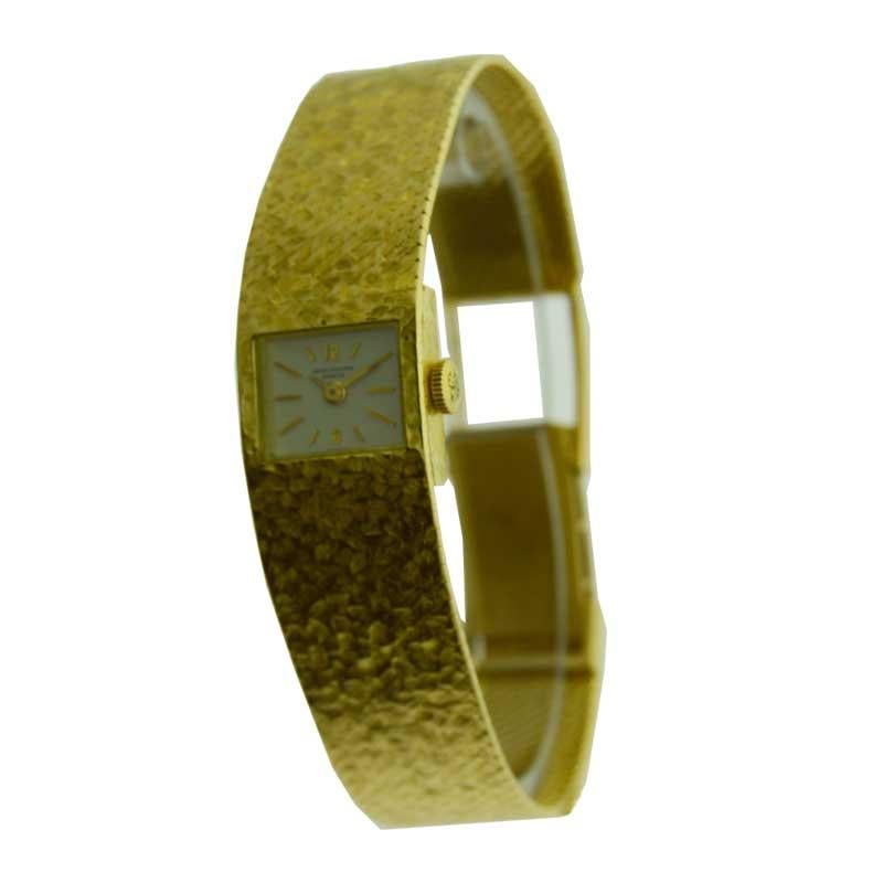Women's Patek Philippe 18 Karat Gold Bracelet Watch circa 1970s with Original Dial