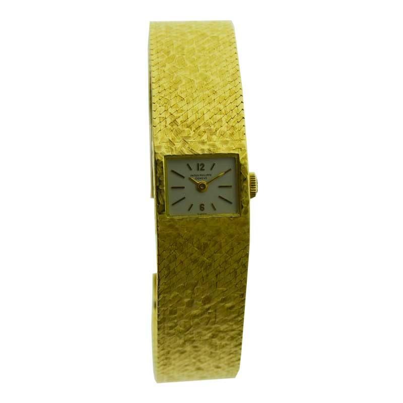 Patek Philippe 18 Karat Gold Bracelet Watch circa 1970s with Original Dial