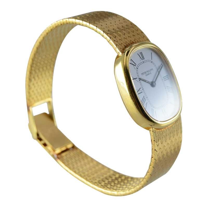 Patek Philippe 18 Karat Gold Bracelet Watch with Original Dial, circa 1970s 2