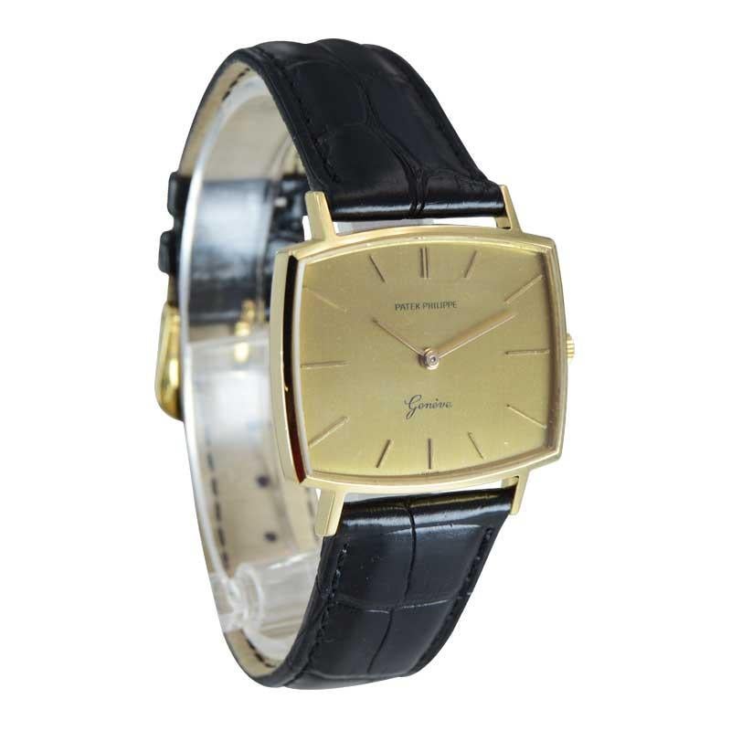 Patek Philippe 18 Karat Yellow Gold Cushion Shaped Watch, circa 1960s 1