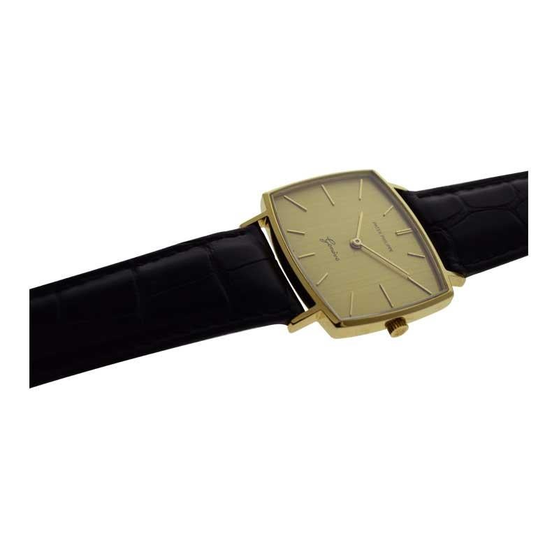 Patek Philippe 18 Karat Yellow Gold Cushion Shaped Watch, circa 1960s 2