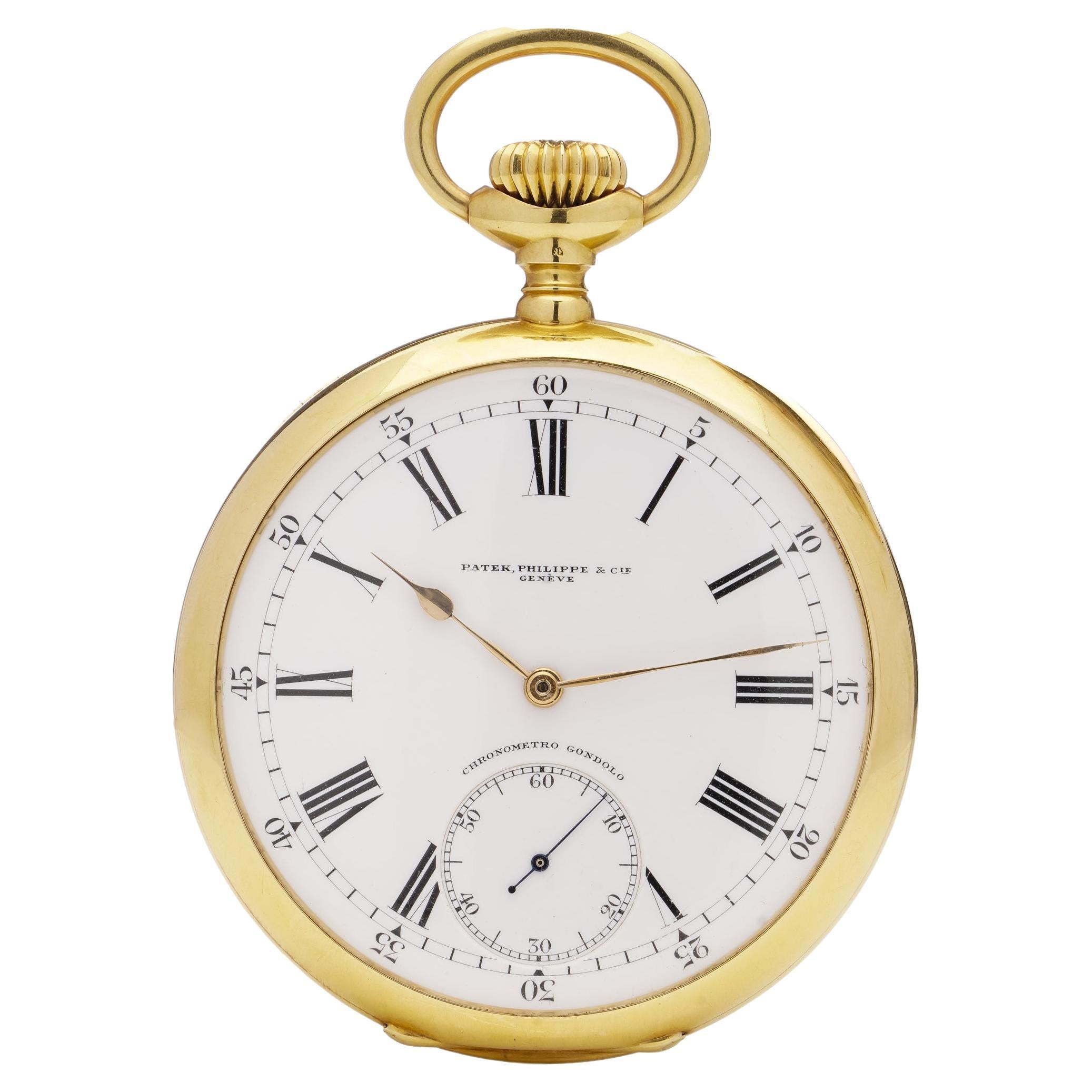 Patek Philippe 18kt. yellow gold Gondolo open-face pocket watch For Sale