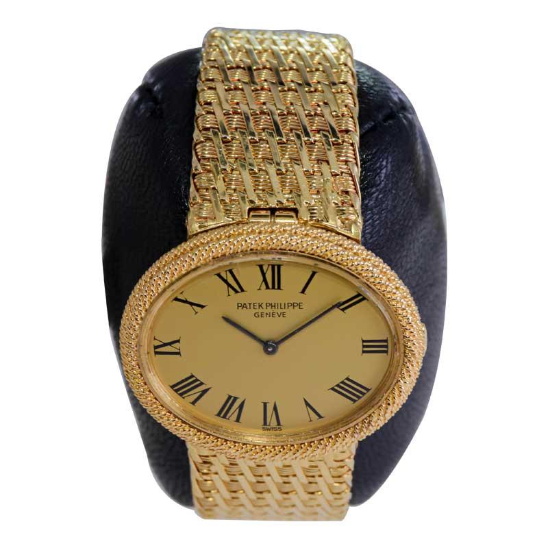 Modern Patek Philippe 18Kt. Yellow Gold Ladies Dress Style Bracelet Watch from 1980's
