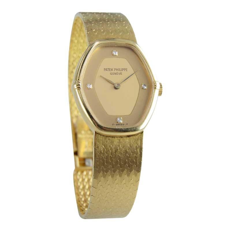 Women's Patek Philippe 18 Karat Yellow Gold Ladies Watch with Original Bracelet