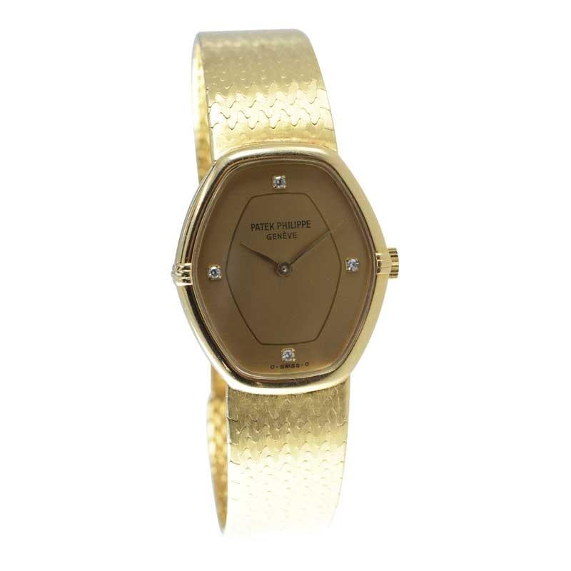 Patek Philippe 18 Karat Yellow Gold Ladies Watch with Original Bracelet 2