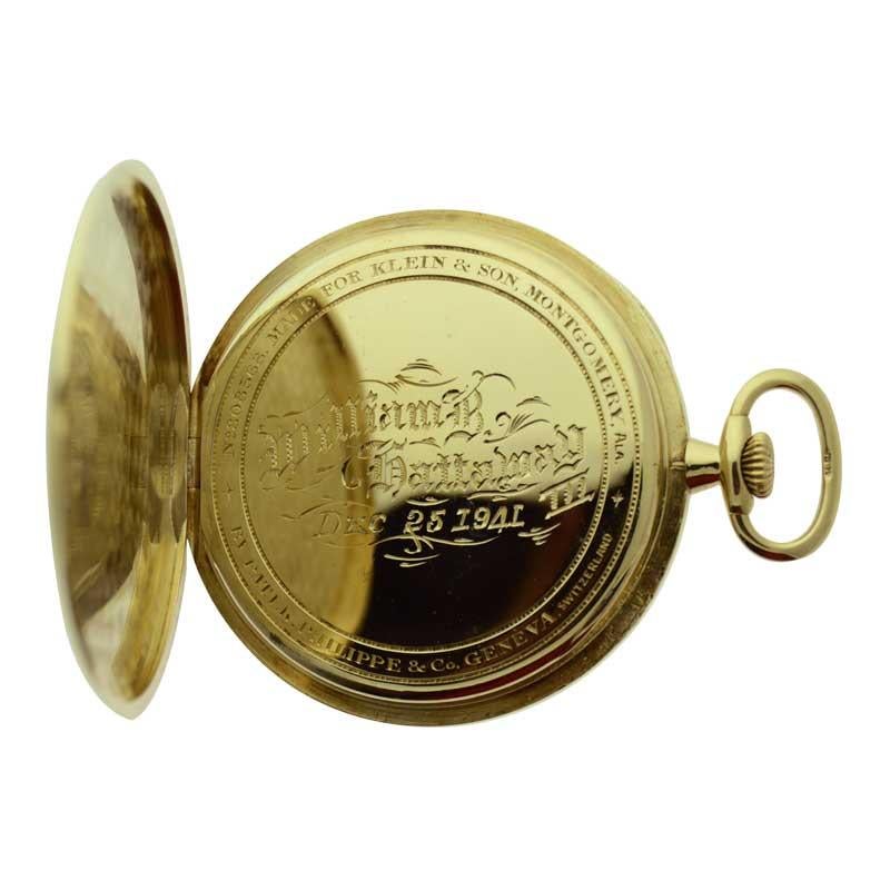 Patek Philippe 18 Karat, Yellow Gold Open Faced Art Deco Pocket Watch circa 1941 6