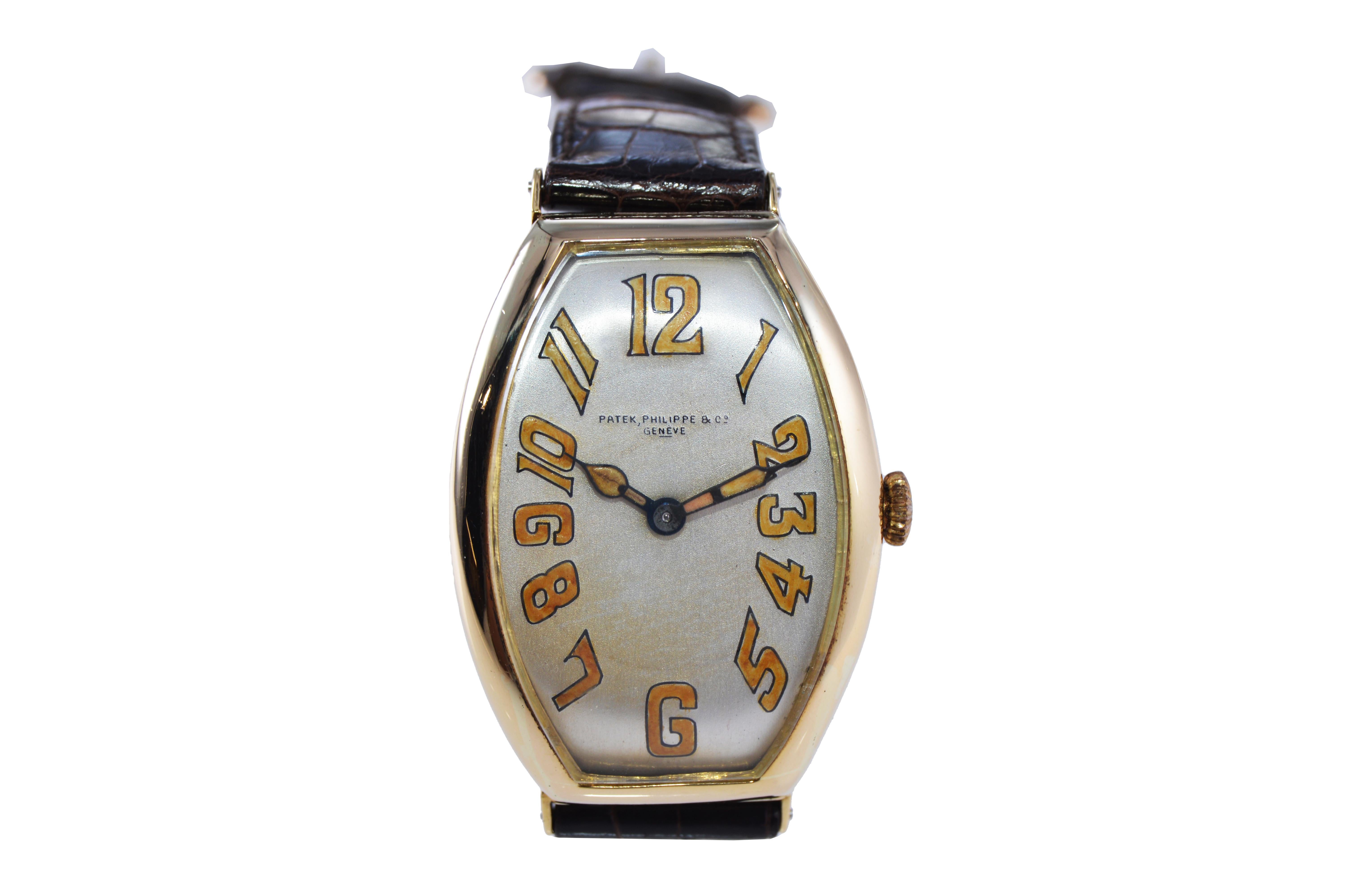 Patek Philippe 18 Kt Yellow Gold Oversized Gondolo Manual Wind Watch from 1923 In Excellent Condition In Long Beach, CA