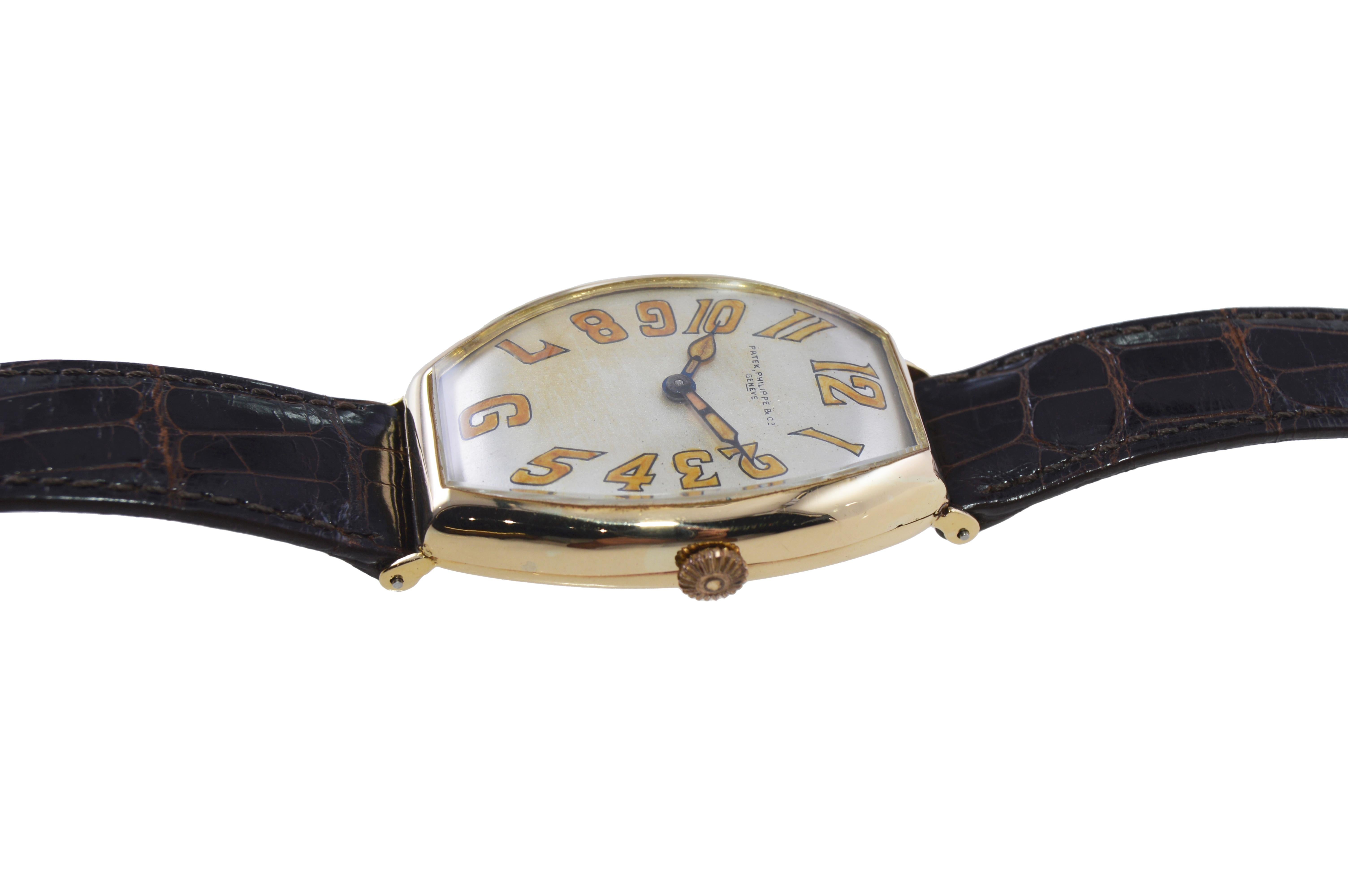 Patek Philippe 18 Kt Yellow Gold Oversized Gondolo Manual Wind Watch from 1923 1