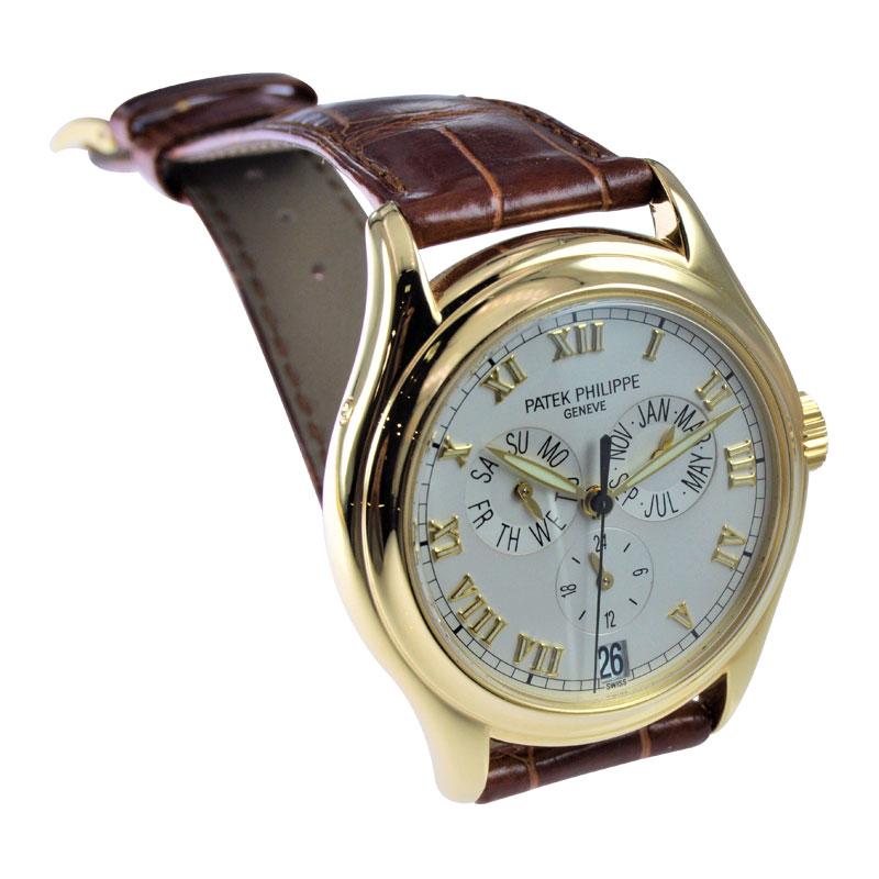 Patek Philippe 18 Karat Yellow Gold Ref. 5035 with Original Papers Just Serviced In Excellent Condition In Long Beach, CA
