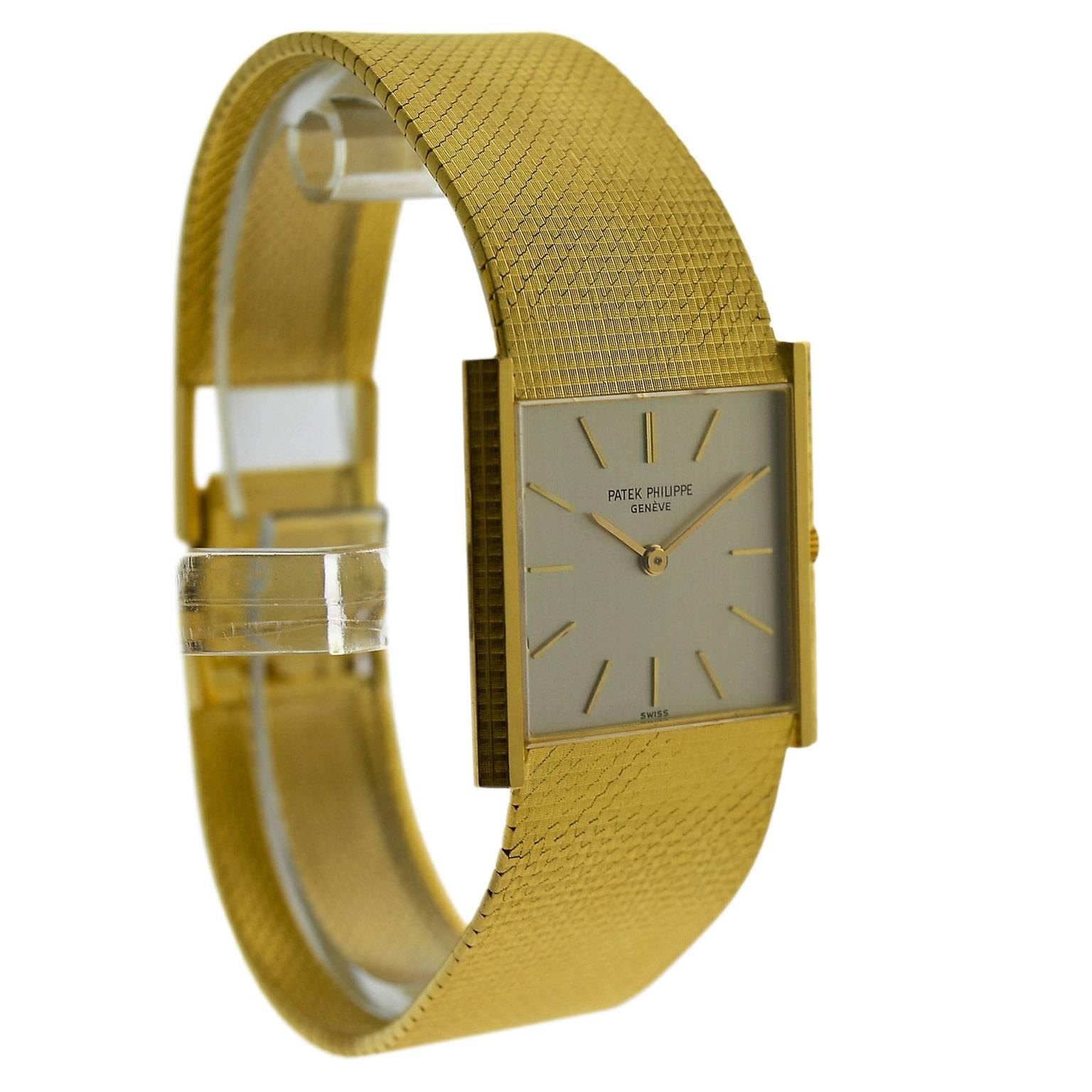 Patek Philippe Gold Ultra Thin Bracelet Watch circa 1966 In New Condition In Long Beach, CA