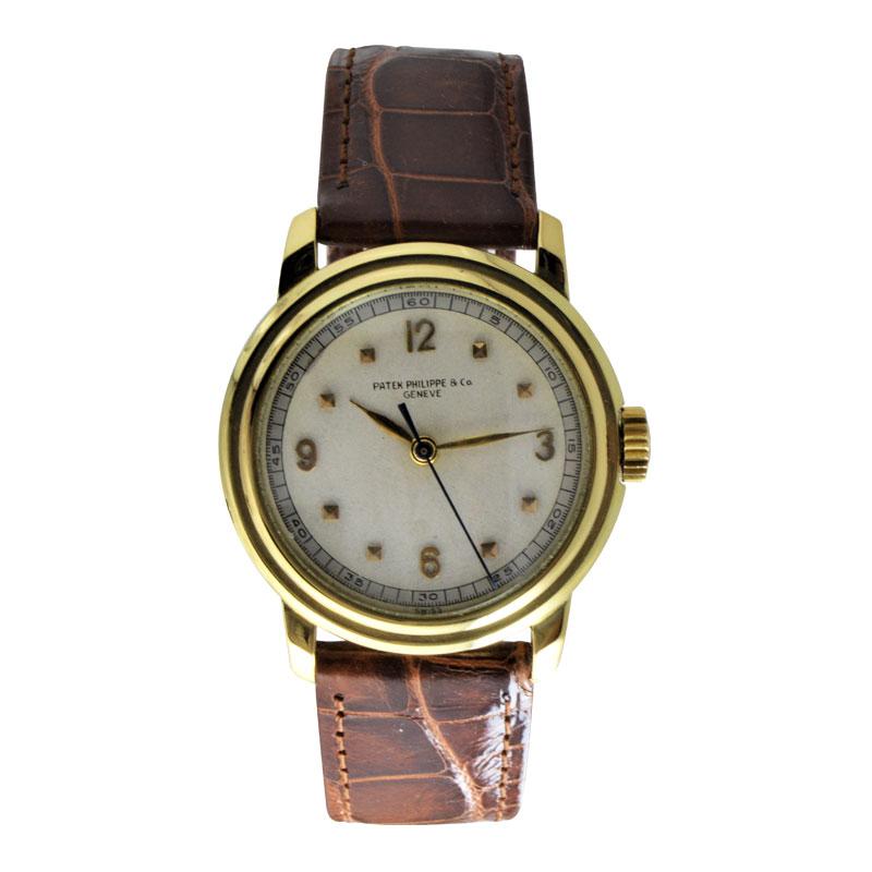 FACTORY / HOUSE: Patek Philippe et Cie.
STYLE / REFERENCE: Art Deco / Custom Case / Reference 585
METAL / MATERIAL: 18kt Yellow Gold 
CIRCA / YEAR: 1913 Manufacture Date / 1929 Sale Date
DIMENSIONS / SIZE: 39mm x 35mm
MOVEMENT / CALIBER: Manual