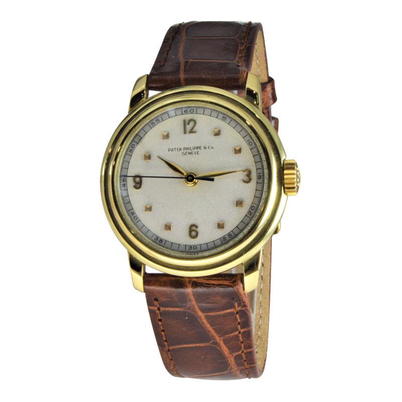 Art Deco Patek Philippe 18 Karat Gold Watch with a Custom Case and Archival Document