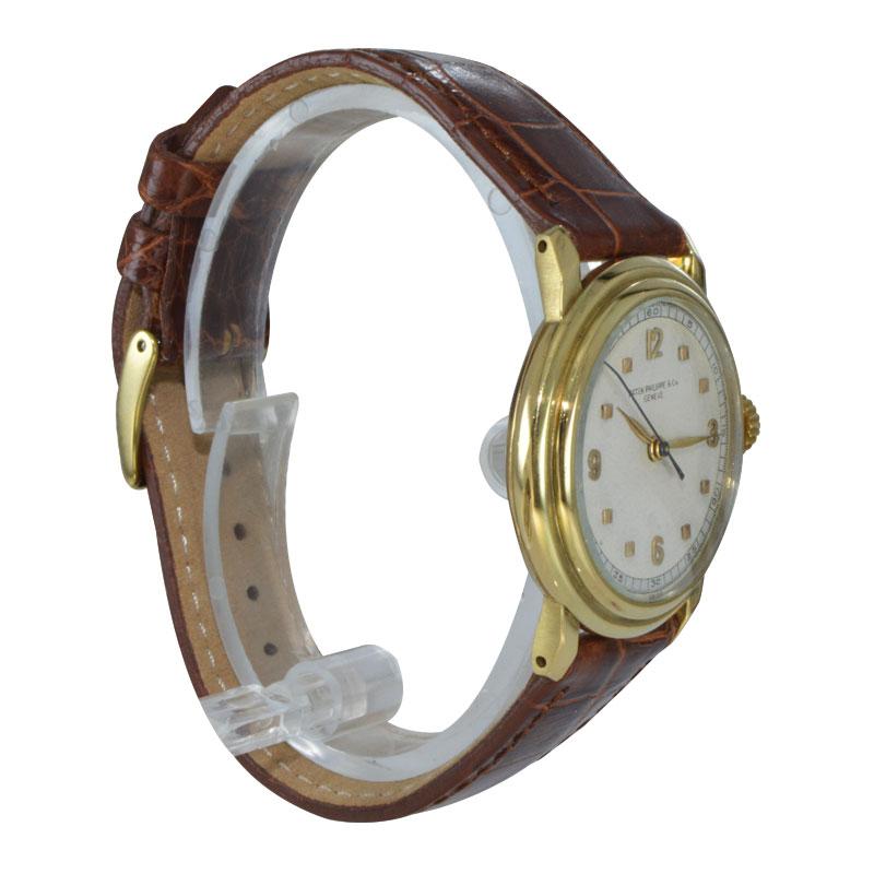 Patek Philippe 18 Karat Gold Watch with a Custom Case and Archival Document In Excellent Condition In Long Beach, CA