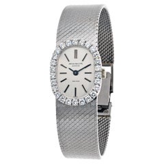 Patek Philippe 18KW Gold Vintage Diamant Lünette Oval Zifferblatt Beyer Uhr