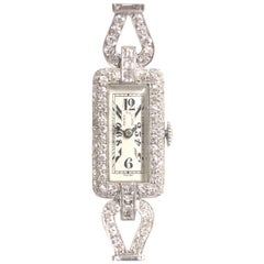 Patek Philippe 1920s Platinum and Diamond Ladies Mechanical Bracelet Wristwatch