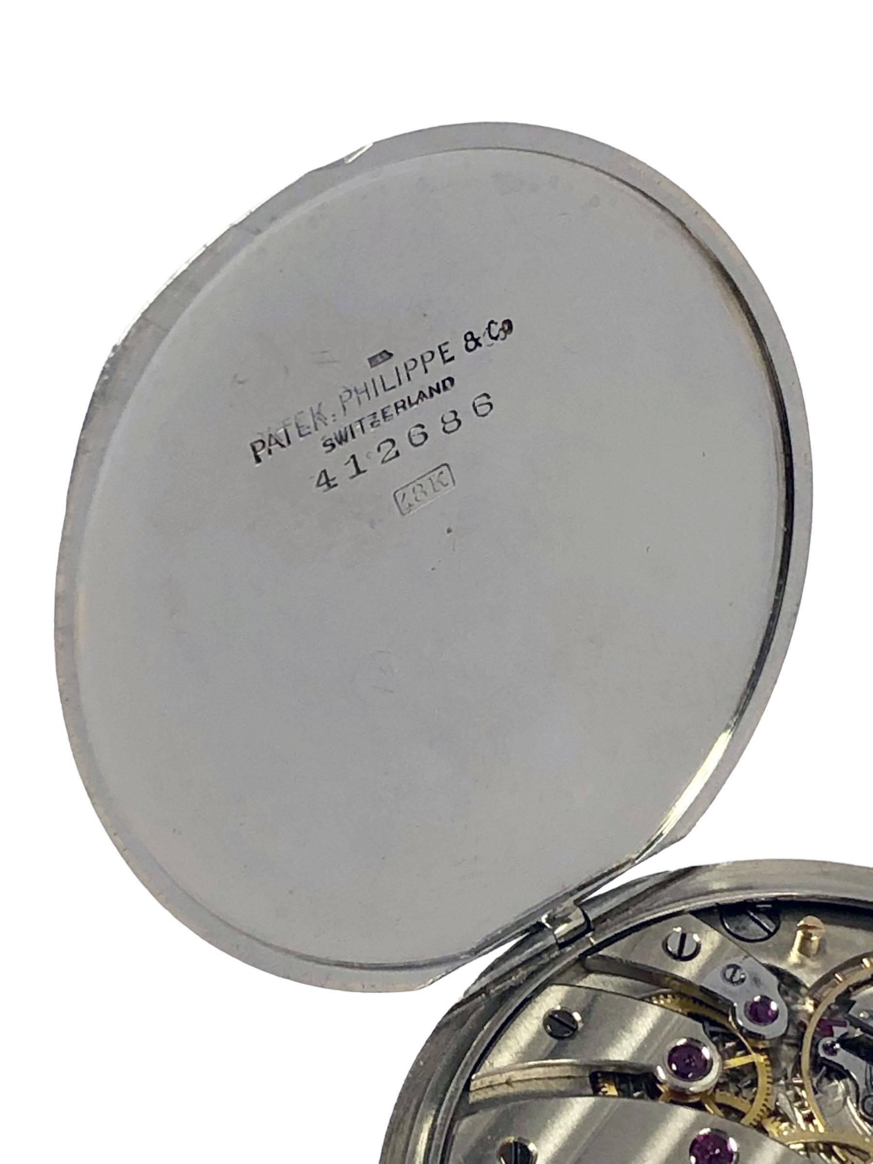 Patek Philippe 1920s White Gold Pocket Watch In Excellent Condition For Sale In Chicago, IL