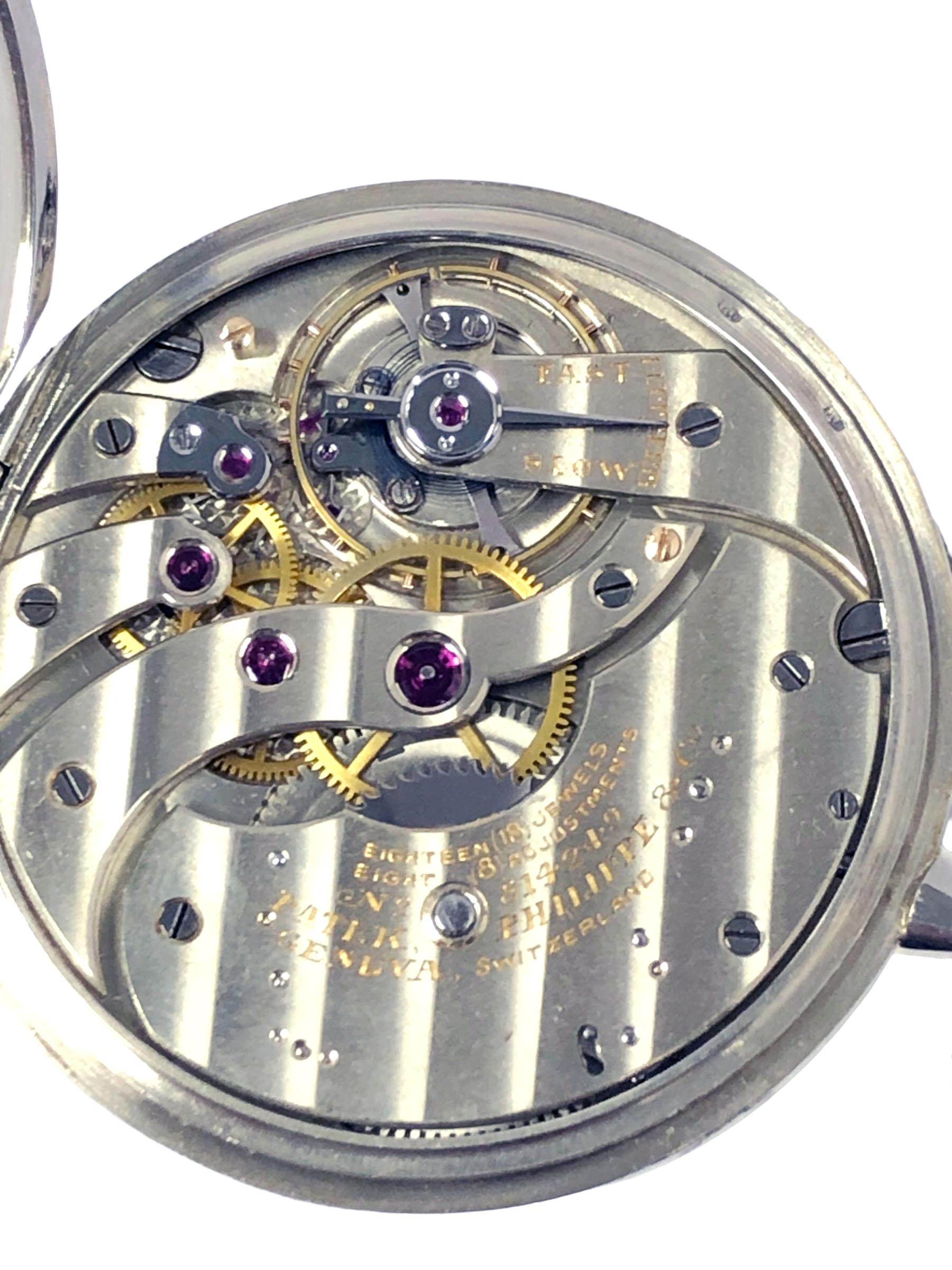 Women's or Men's Patek Philippe 1920s White Gold Pocket Watch For Sale