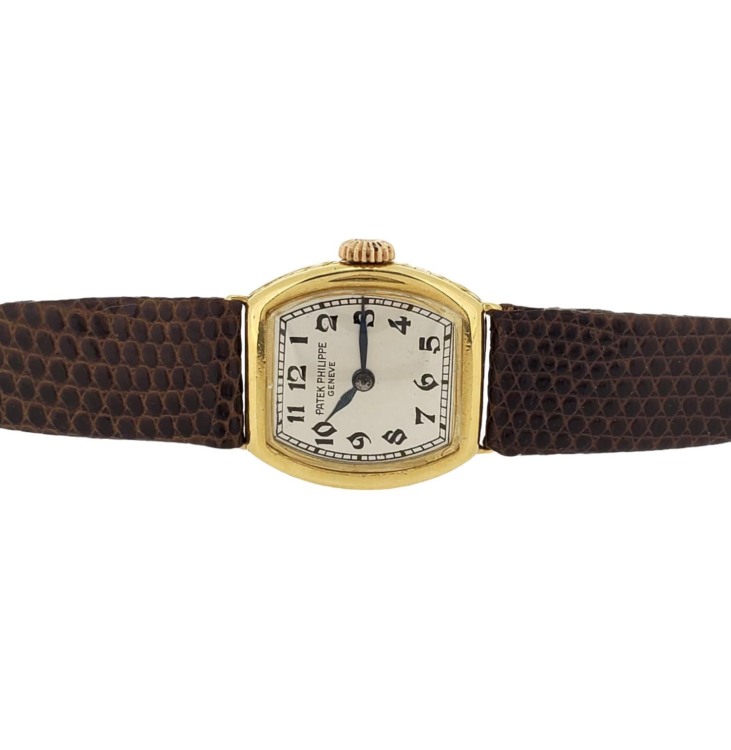 Patek Philippe 1928-1929 Early Cushion Ladies Watch, 18K, Breguet Dial Sold 1933 For Sale 5
