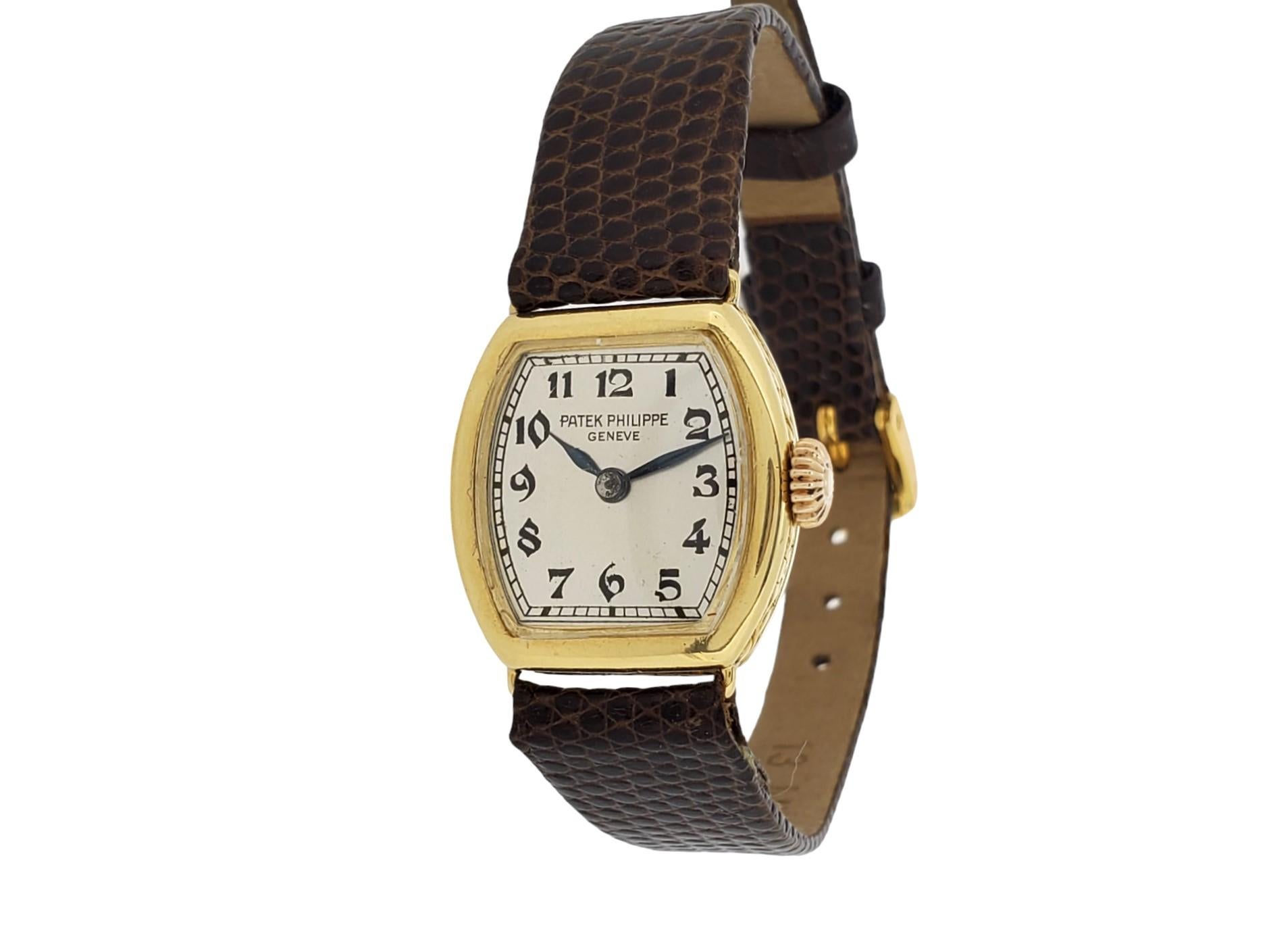 Art Deco Patek Philippe 1928-1929 Early Cushion Ladies Watch, 18K, Breguet Dial Sold 1933 For Sale
