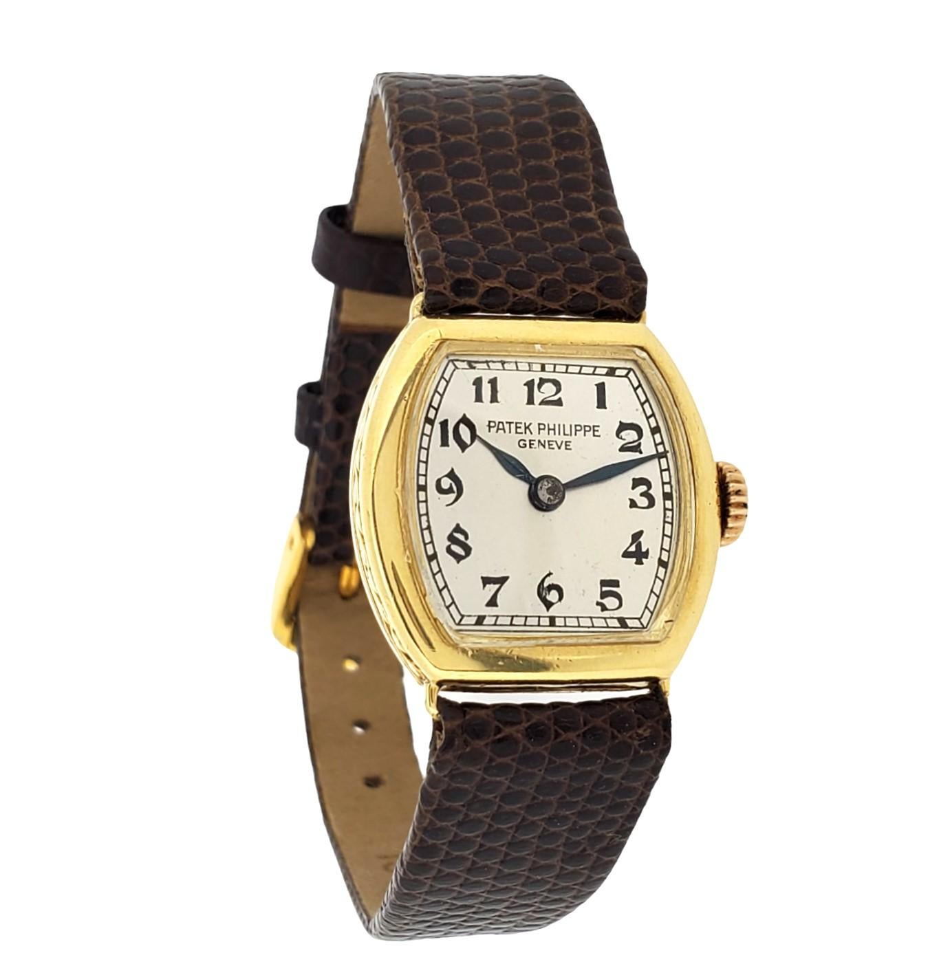 Women's Patek Philippe 1928-1929 Early Cushion Ladies Watch, 18K, Breguet Dial Sold 1933 For Sale