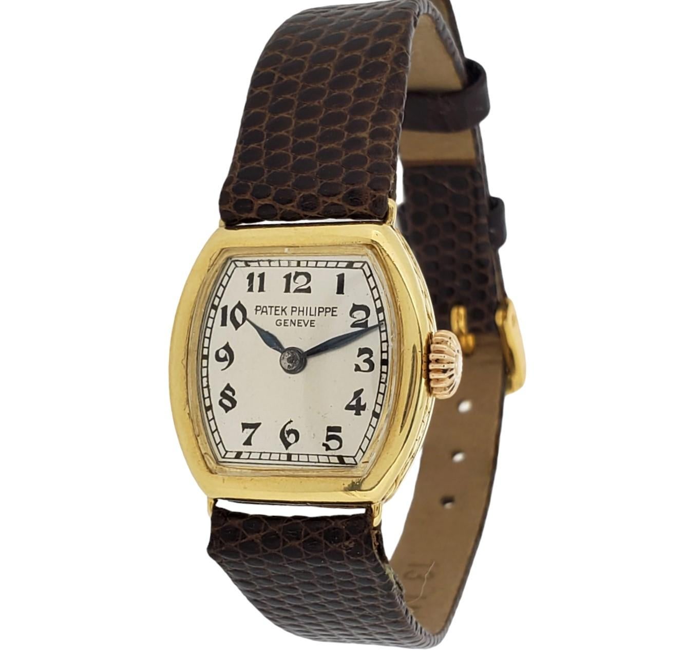 Patek Philippe 1928-1929 Early Cushion Ladies Watch, 18K, Breguet Dial Sold 1933 For Sale 1