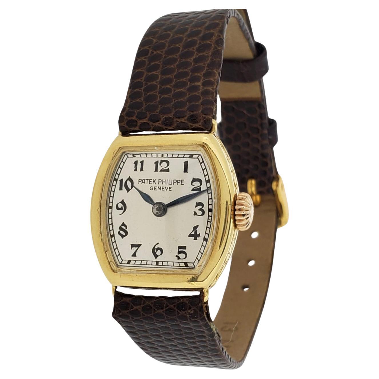Patek Philippe 1928-1929 Early Cushion Ladies Watch, 18K, Breguet Dial Sold 1933 For Sale