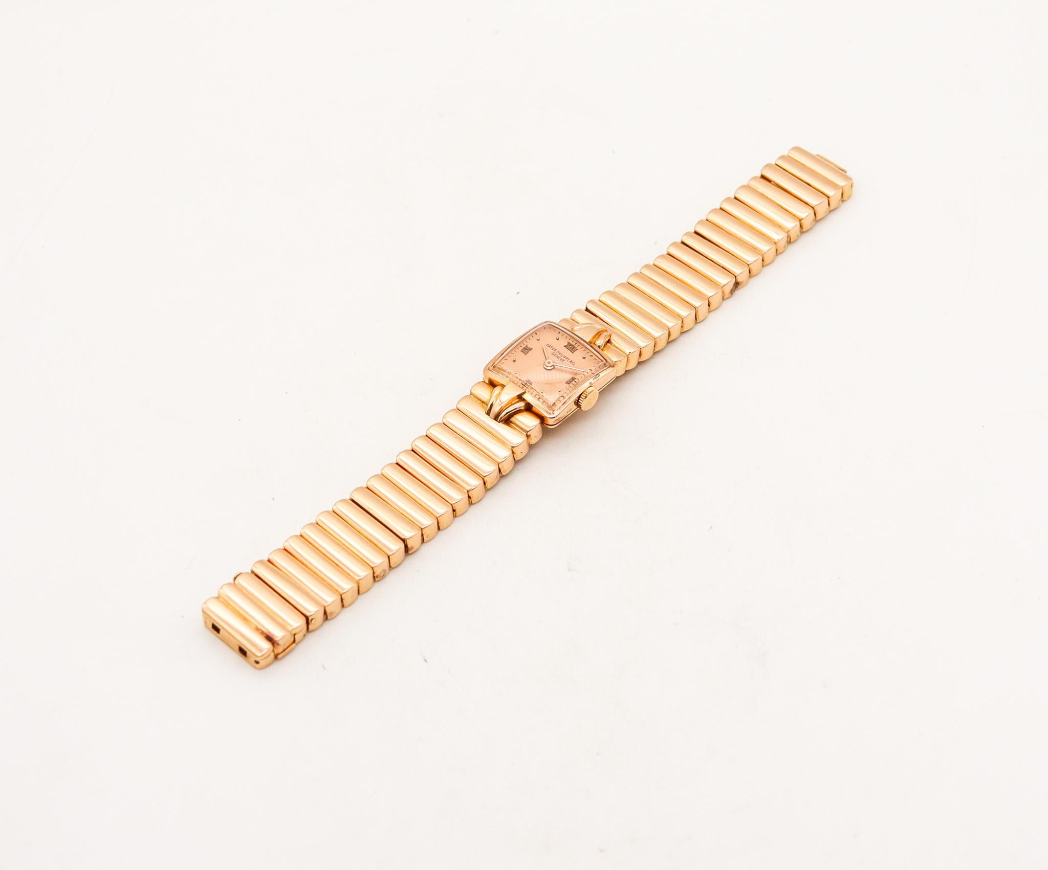 Women's Patek Philippe 1942 Retro Modernist Bracelet Wristwatch In 18Kt Rose Gold
