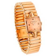Patek Philippe 1942 Vintage Modernist Bracelet Wristwatch In 18Kt Rose Gold