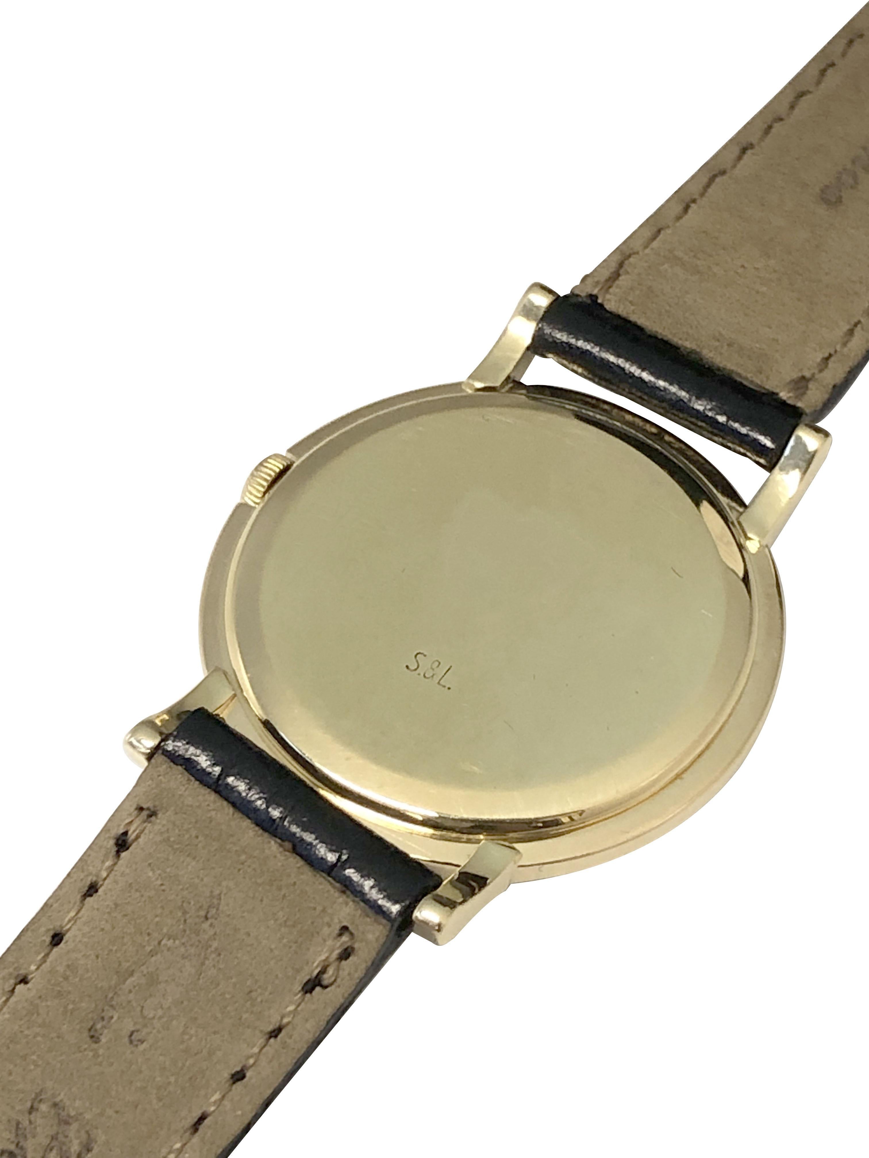 Patek Philippe 1960s Yellow Gold Ref. 2595 Calatrava Mechanical Wrist Watch In Excellent Condition For Sale In Chicago, IL