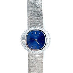 Patek Philippe 1970s Ellipse Cocktail Watch with Diamonds in 18 Karat White Gold