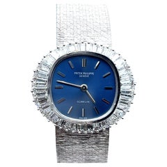 Retro Patek Philippe 1970s Ellipse Cocktail Watch with Diamonds in 18 Karat White Gold