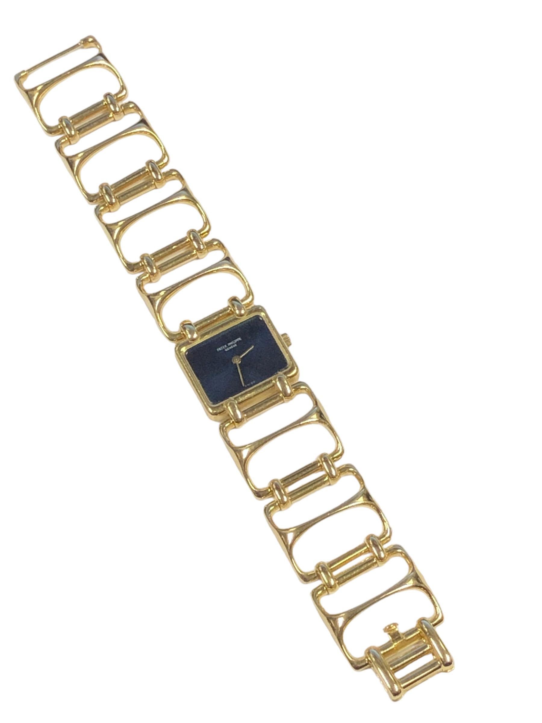Women's or Men's Patek Philippe 1970s Ref 4237 Mechanical Gold Bracelet Wrist Watch  For Sale