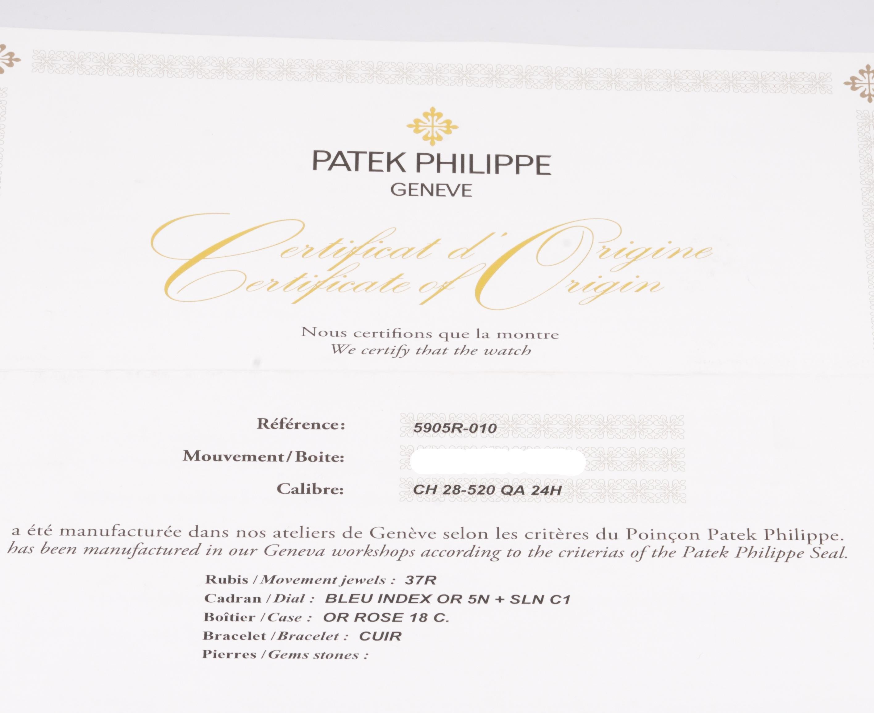 Reloj Patek Philippe 2024 Complications 5905R-010 Calendario Anual c/caja-papeles en venta 14