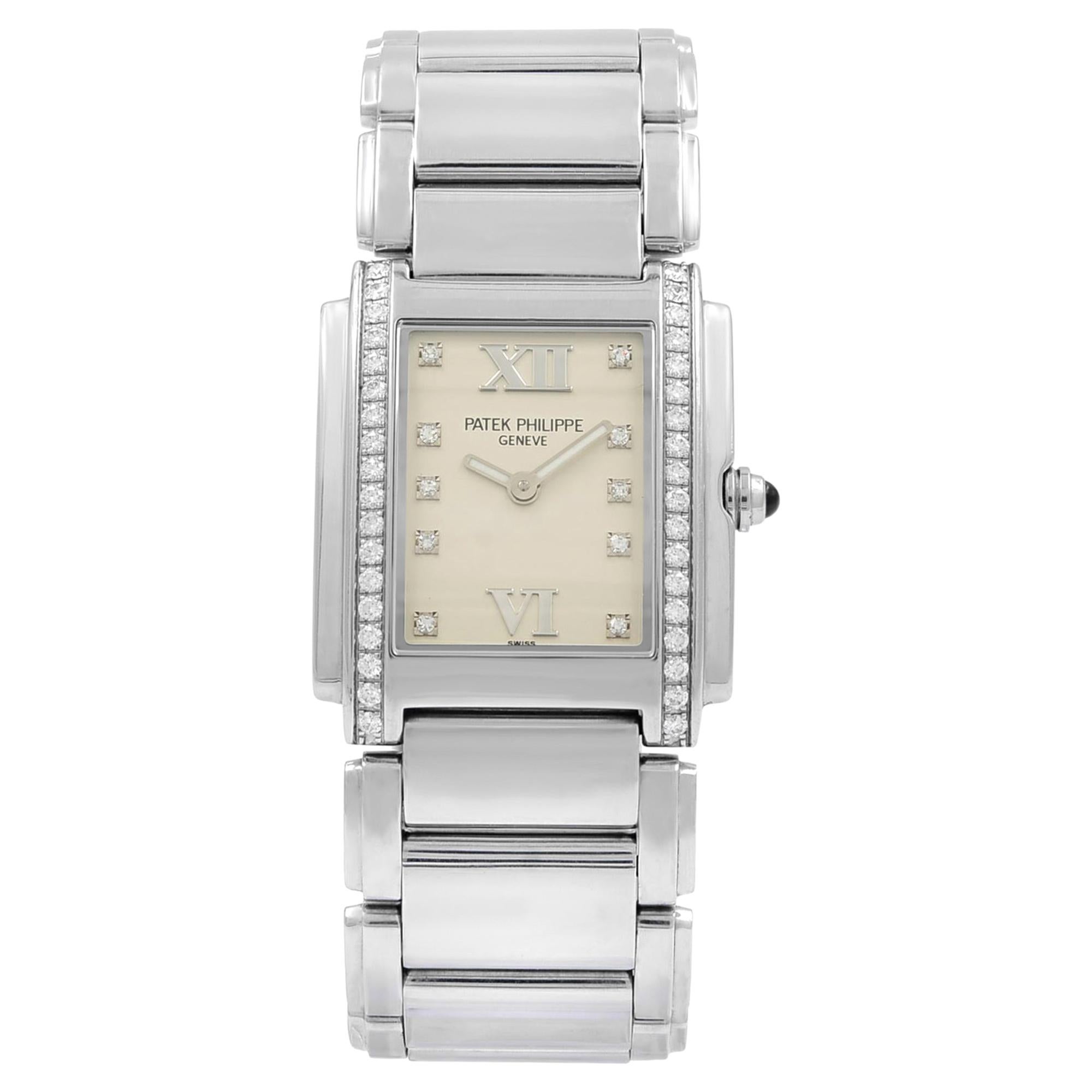 Patek Philippe 24 Diamond Steel Quartz Ladies Watch 4910-10A-011