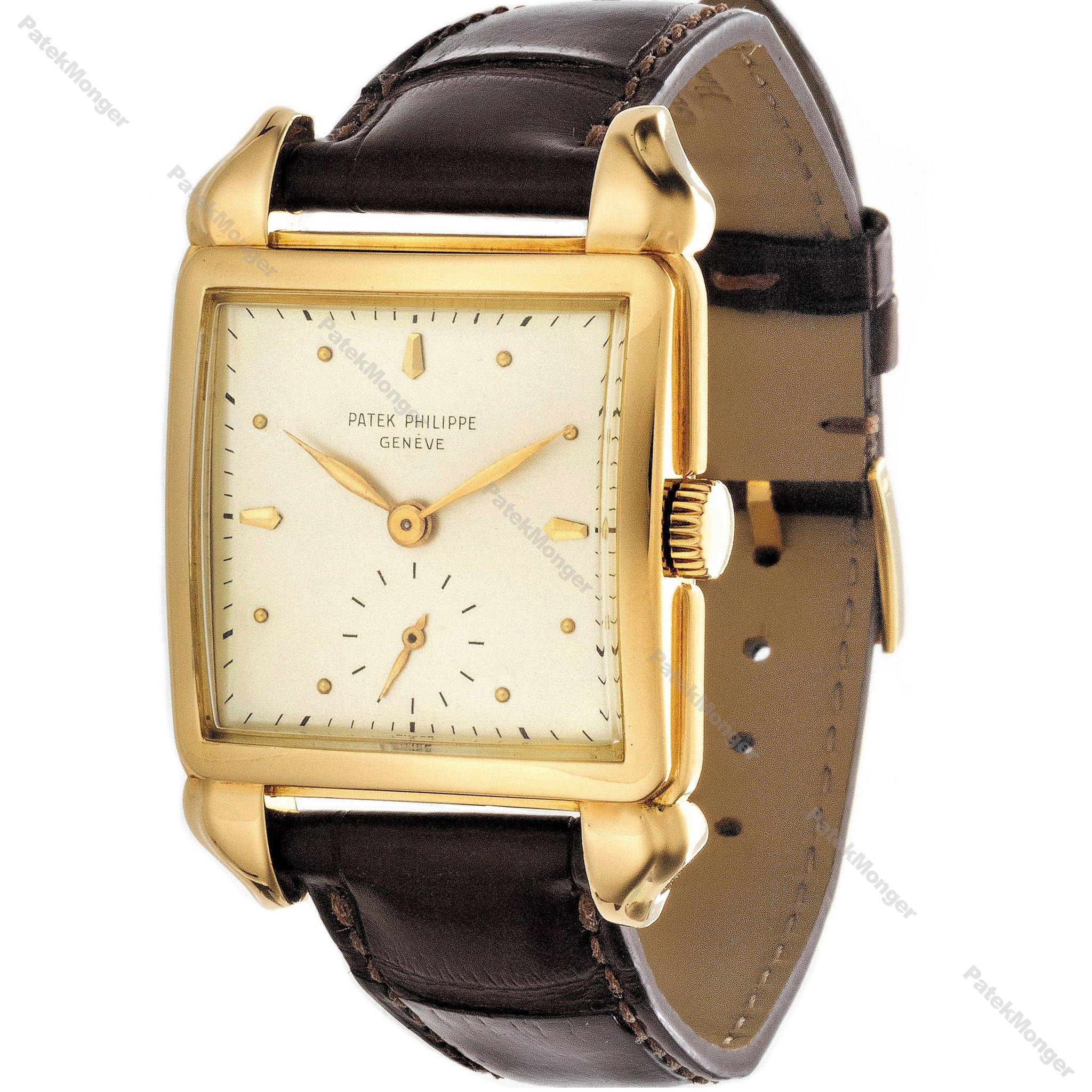 Introduction:
This Patek Philippe 2424J vintage Over Size Watch has an 18K Yellow Gold oversized 44 x 30 mm square case with 