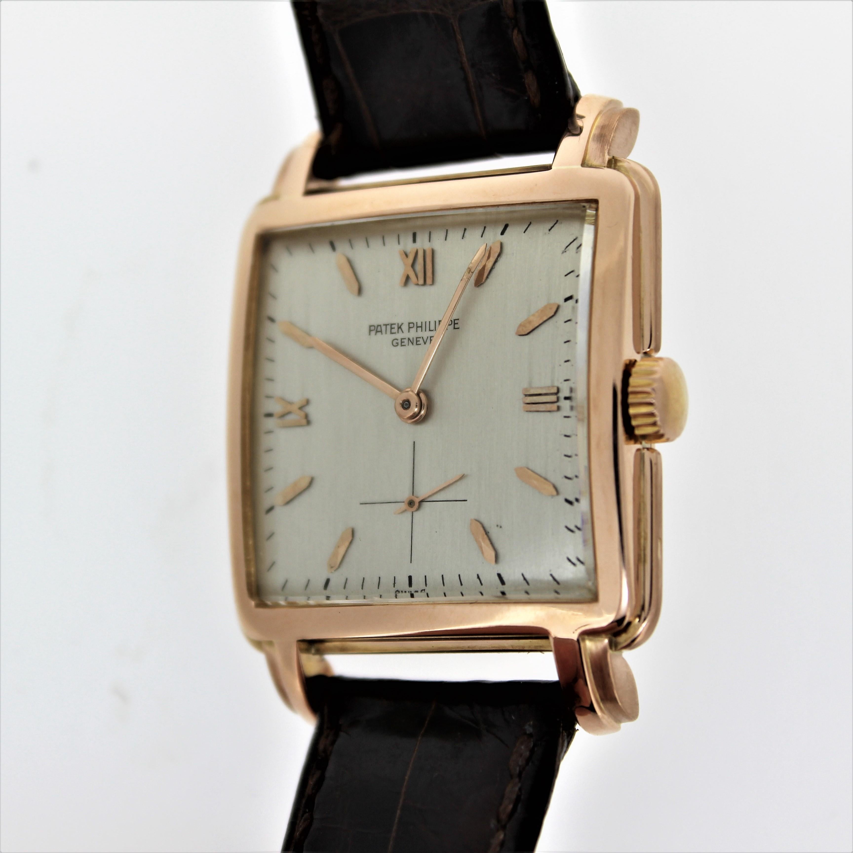 Patek Philippe 2436R Extra Large Vintage Square with Large Fancy Lugs circa 1946 In Excellent Condition In Santa Monica, CA
