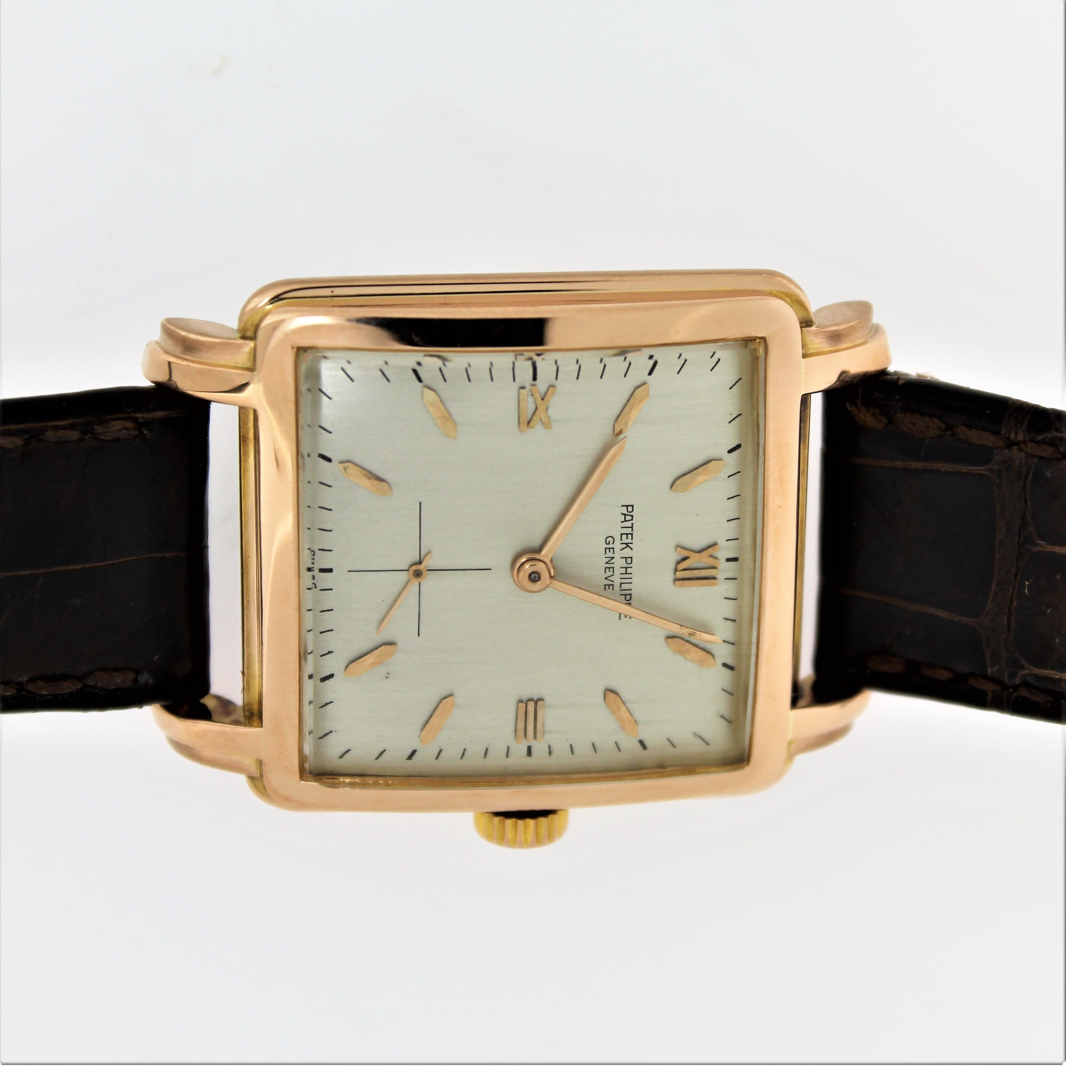 Women's or Men's Patek Philippe 2436R Extra Large Vintage Square with Large Fancy Lugs circa 1946