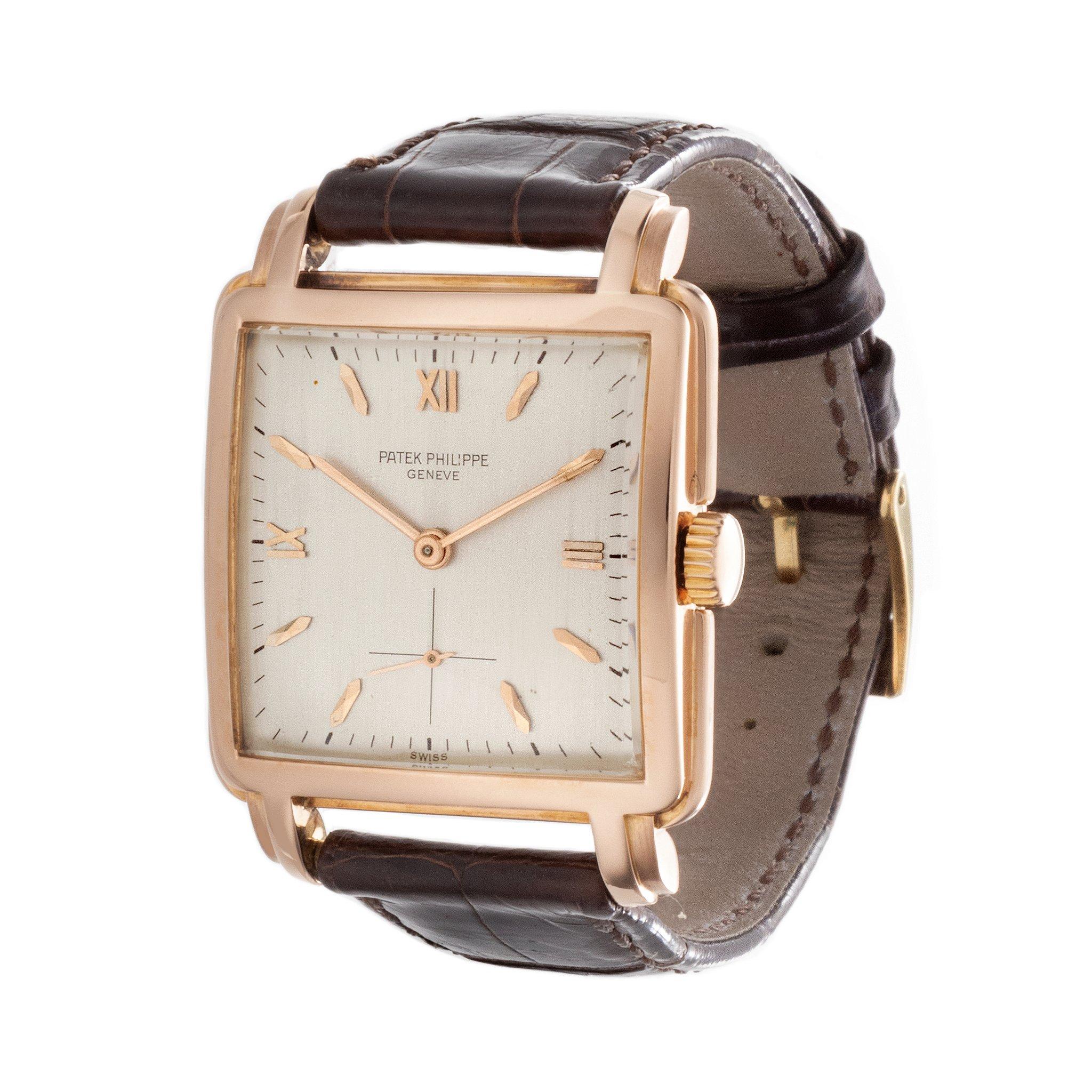 Patek Philippe 2436R Rose Gold Stepped Square Watch Circa 1952 at ...