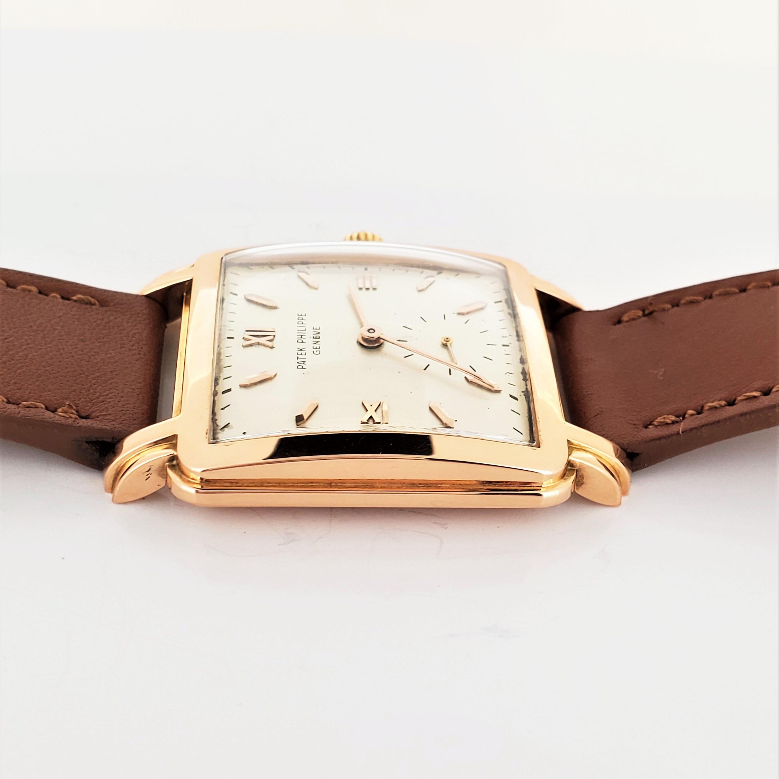 Women's or Men's Patek Philippe 2436R Rose Gold Stepped Square Watch Circa 1952