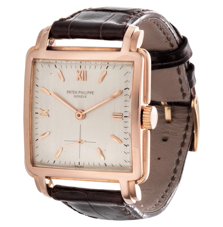 Patek Philippe 2436R Rose Gold Stepped Square Watch Circa 1952 at 1stDibs