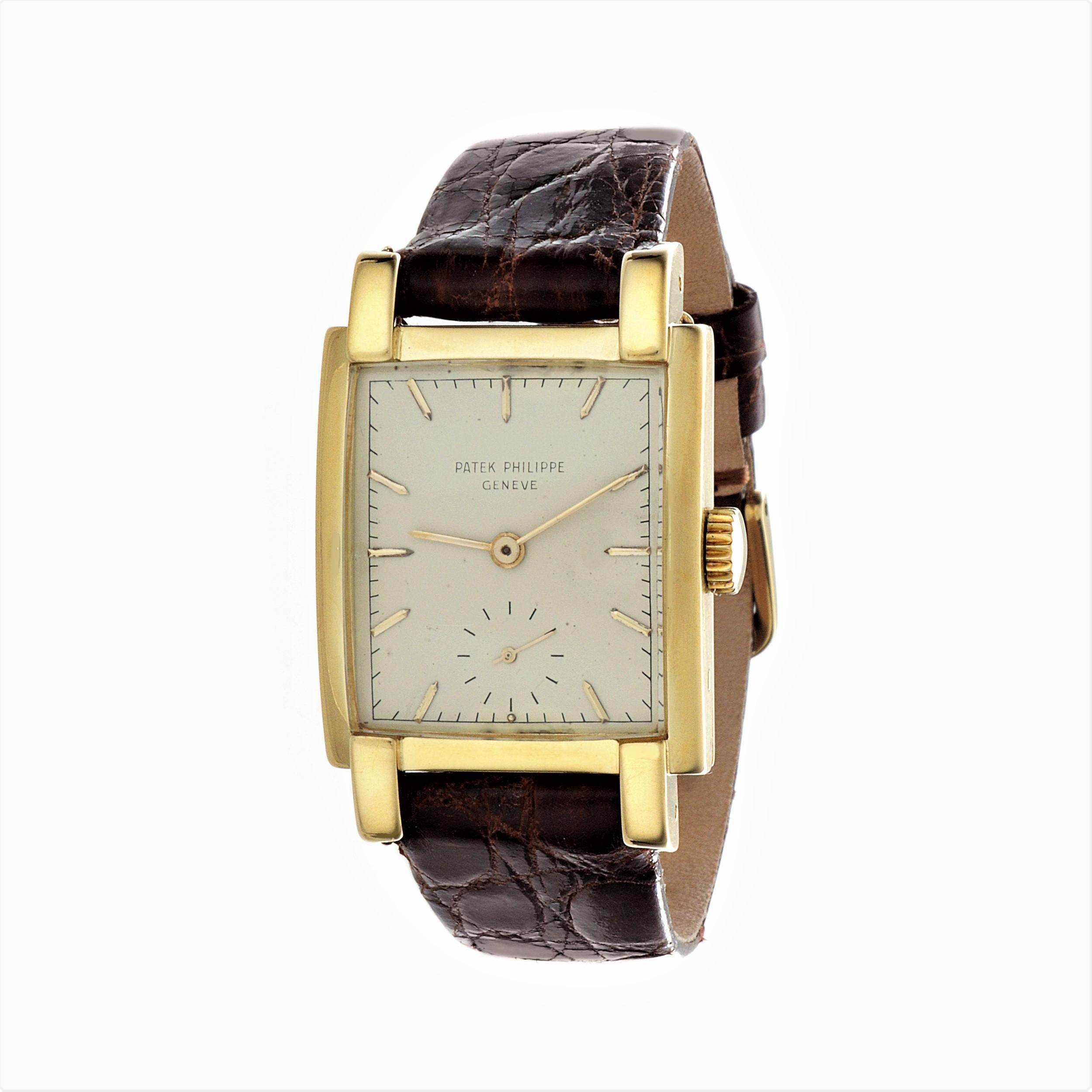 Rechteckige Uhr 2443J von Patek Philippe, um 1953 im Angebot 3