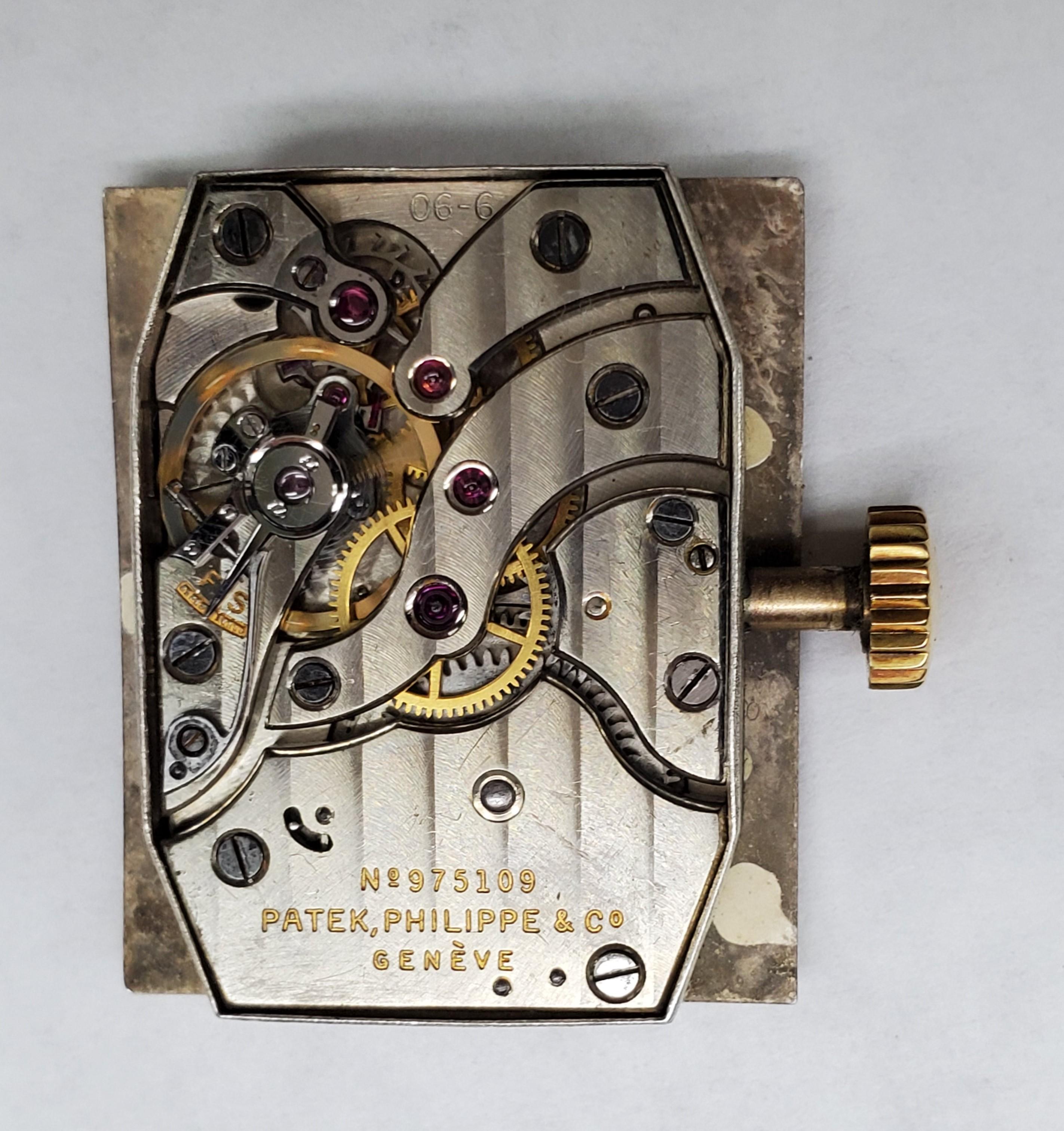 Rechteckige Uhr 2443J von Patek Philippe, um 1953 im Angebot 7