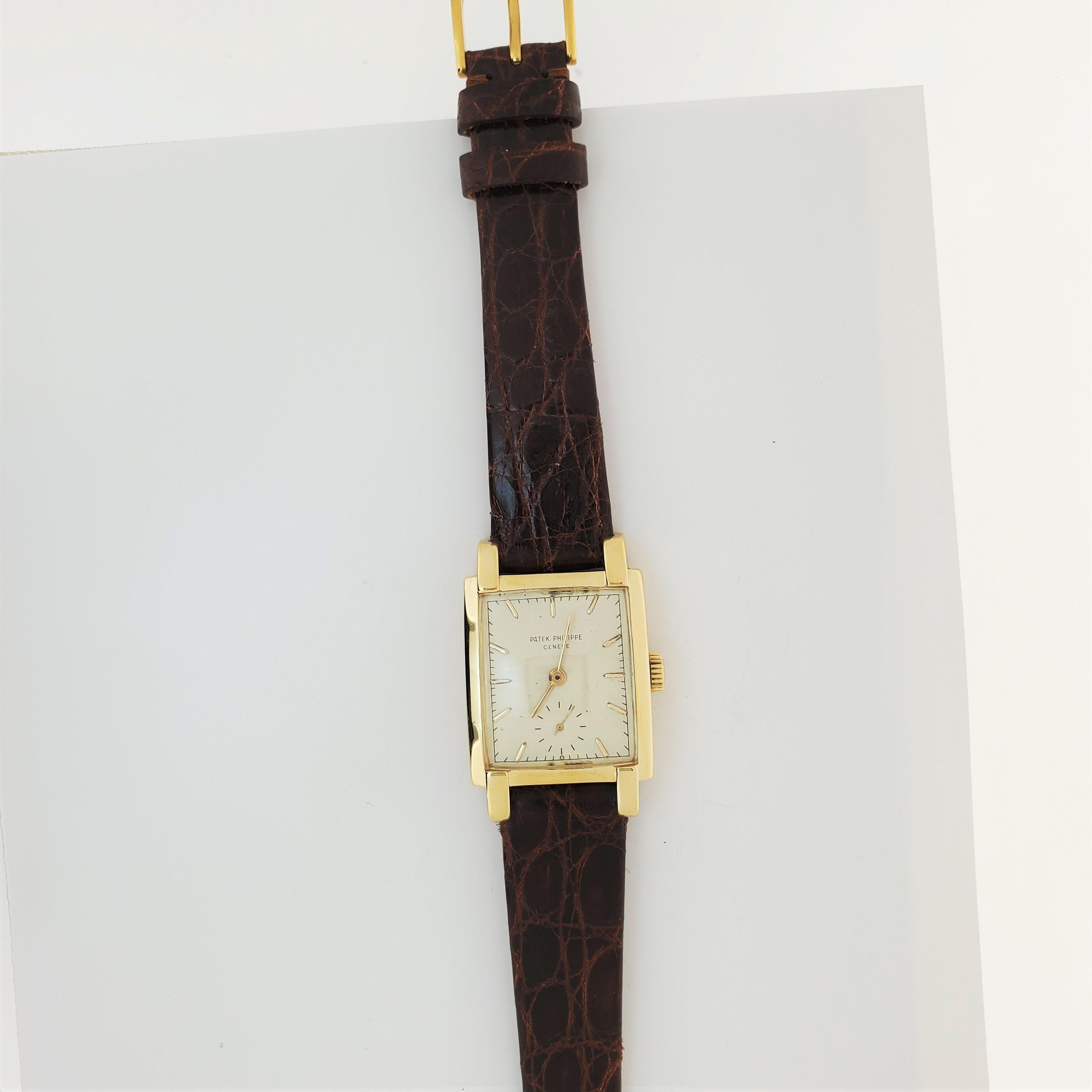Rechteckige Uhr 2443J von Patek Philippe, um 1953 im Angebot 1