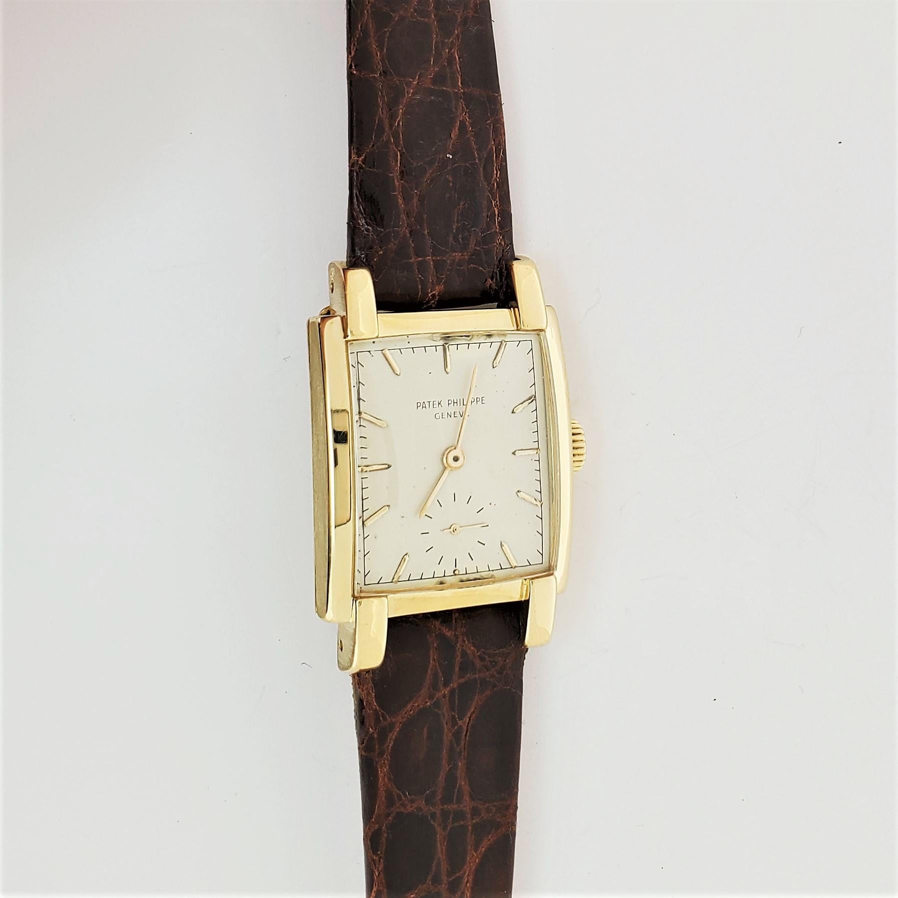 Rechteckige Uhr 2443J von Patek Philippe, um 1953 im Angebot 2