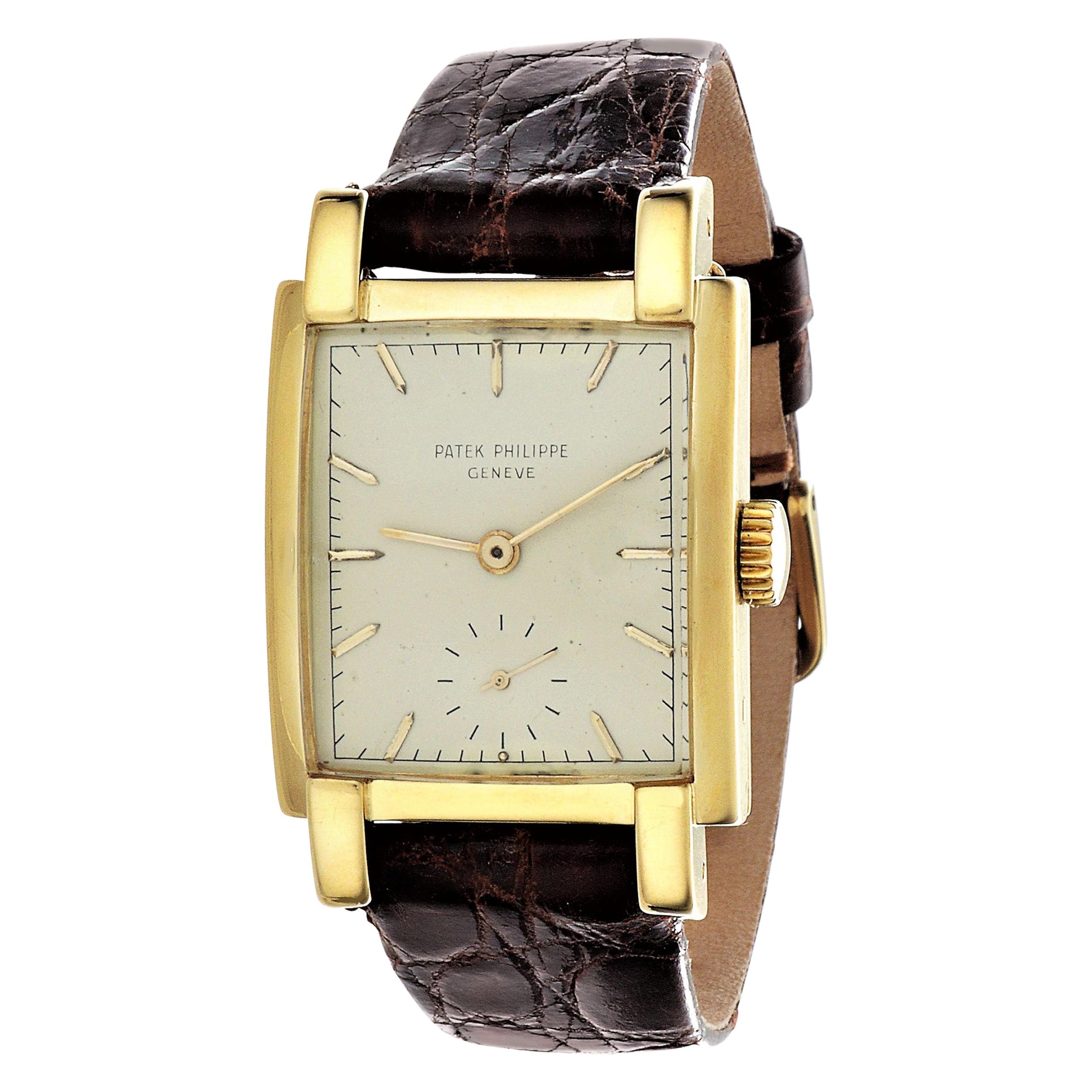 Rechteckige Uhr 2443J von Patek Philippe, um 1953 im Angebot