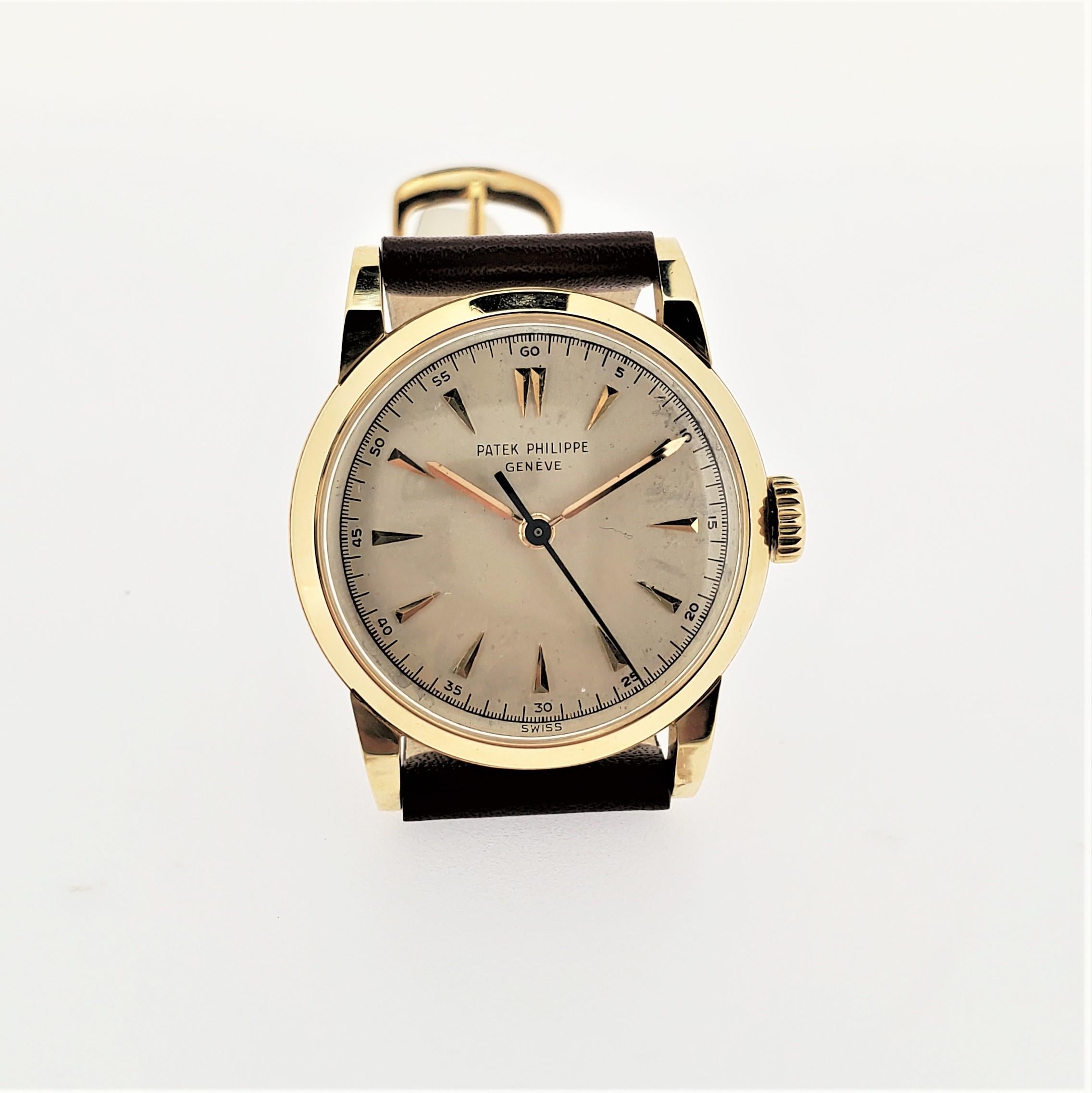 Women's or Men's Patek Philippe 2460J Vintage Calatrava Watch with Faceted Bold Lugs, Circa 1951