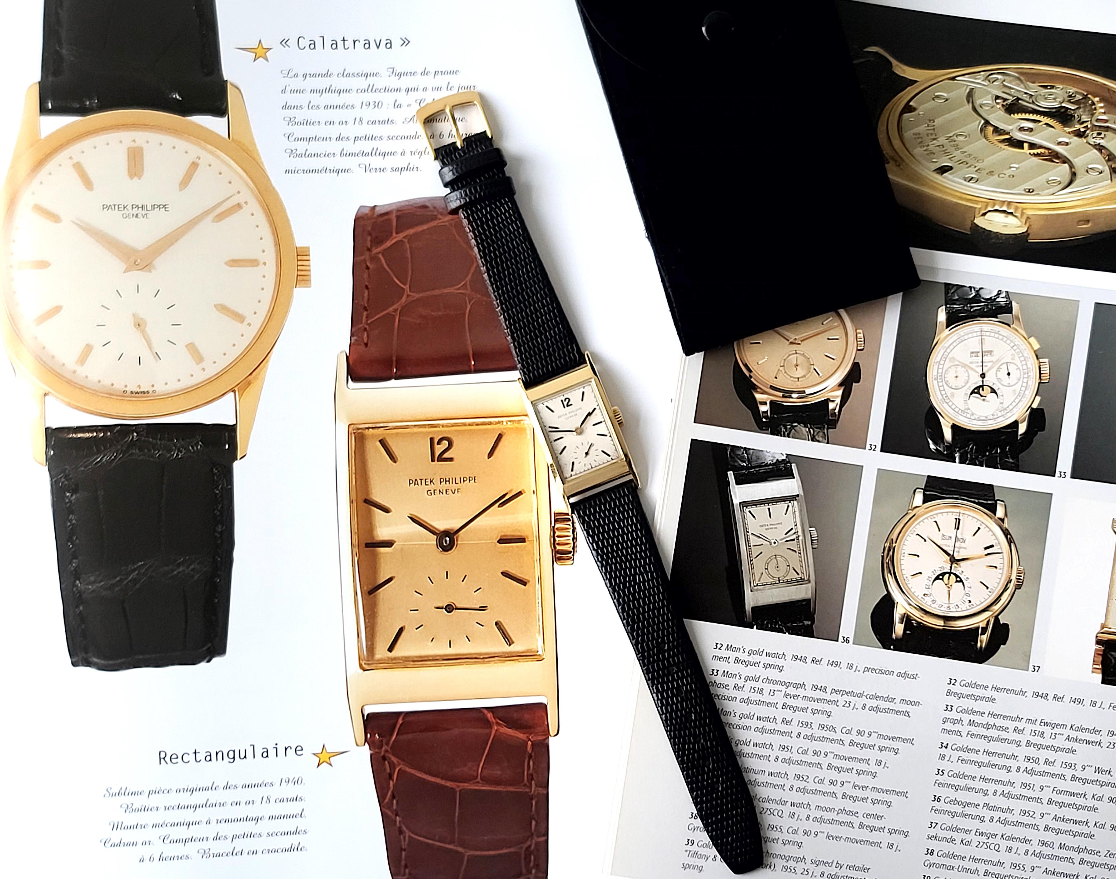 Patek Philippe 2461 Tegola 18k Solid Gold Tank Tegolino Ciraca 1955 For Sale 7